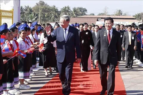 Tổng Bí thư Tô Lâm dự Lễ khánh thành Công viên Hữu nghị Lào - Việt Nam ở thủ đô Viêng Chăn