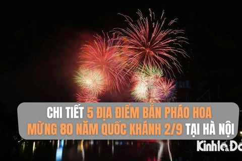 Chi tiết địa điểm bắn pháo hoa mừng 80 năm Quốc khánh 2/9 tại Hà Nội