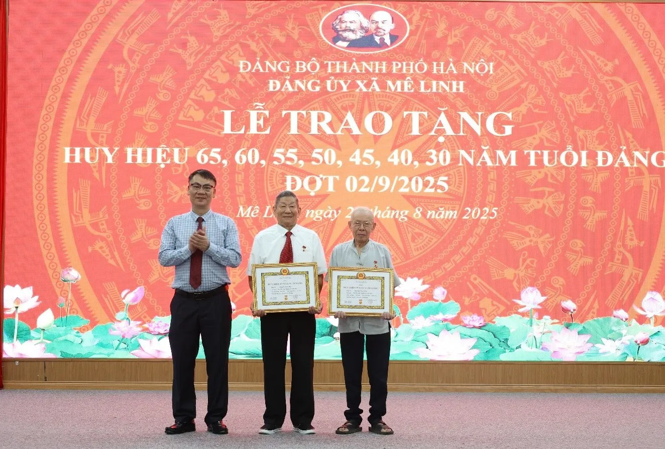 Xã Mê Linh: trao tặng Huy hiệu Đảng đợt 2/9