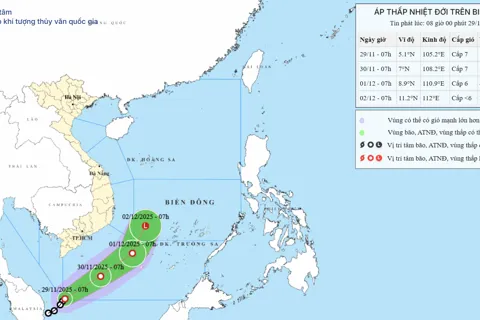 Áp thấp nhiệt đới trên Biển Đông giật cấp 9, di chuyển dị thường