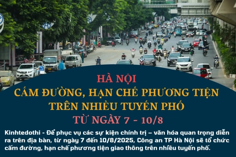 Chi tiết Hà Nội cấm đường, hạn chế phương tiện trên nhiều tuyến phố từ ngày 7 - 10/8