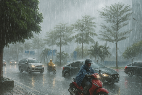 Thời tiết ngày 6/10/2025: Miền Bắc, Hà Nội mưa rất to, nhiệt độ giảm mạnh