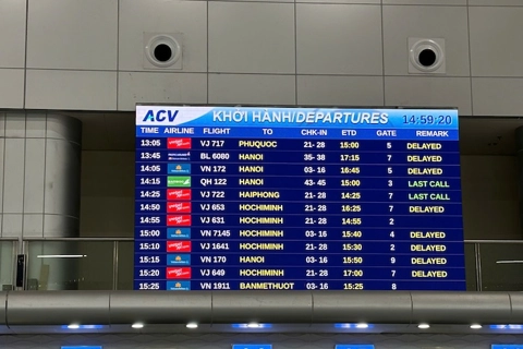 Hàng loạt chuyến bay bị hủy và lùi giờ bay do ảnh hưởng của bão số 1