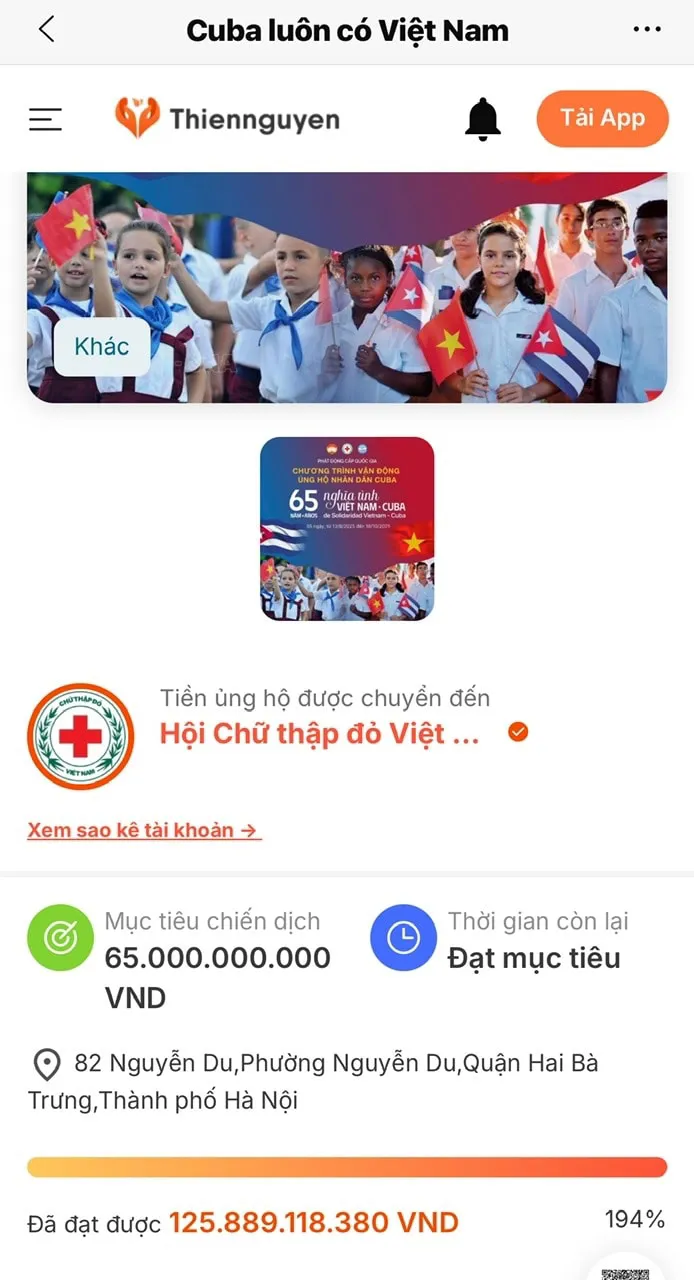 Hướng dẫn cách xem sao kê số tiền ủng hộ Cuba