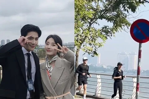 Suzy và bạn diễn bất ngờ chạy bộ tại Hồ Tây