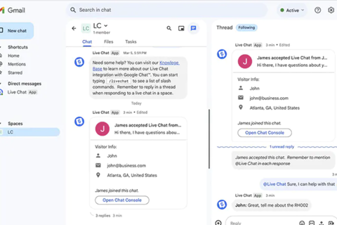 Tính năng Chat được tích hợp vào ứng dụng Gmail