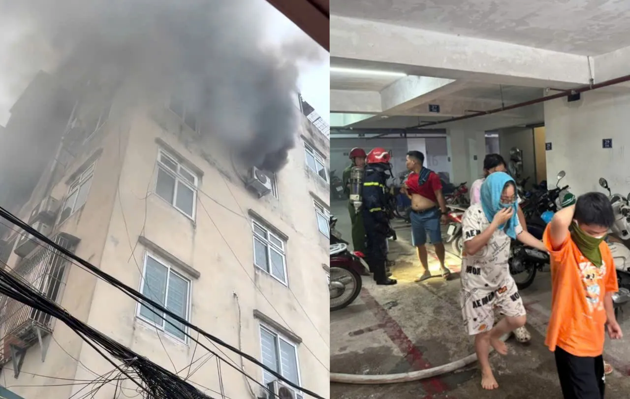 Cháy chung cư mi ni ở Hà Nội, nhiều người được hướng dẫn thoát nạn