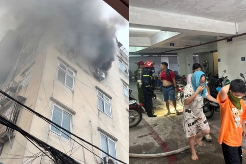 Cháy chung cư mi ni ở Hà Nội, nhiều người được hướng dẫn thoát nạn