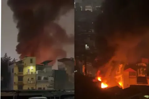 Hà Nội: lửa bốc ngùn ngụt tại ngôi nhà ở đường Hoàng Mai