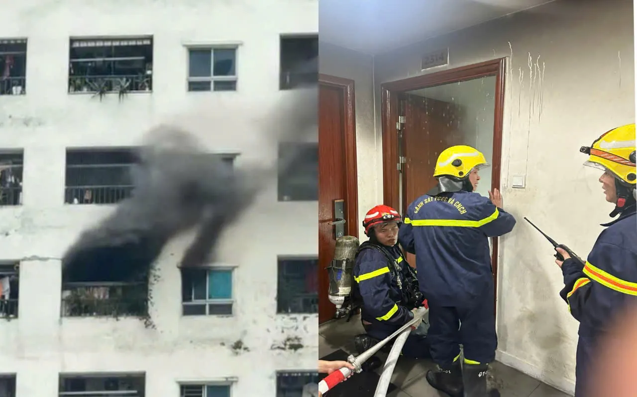 Liên tiếp xảy ra 2 đám cháy chung cư ở Hà Nội, cảnh sát nhanh chóng phối hợp dập tắt