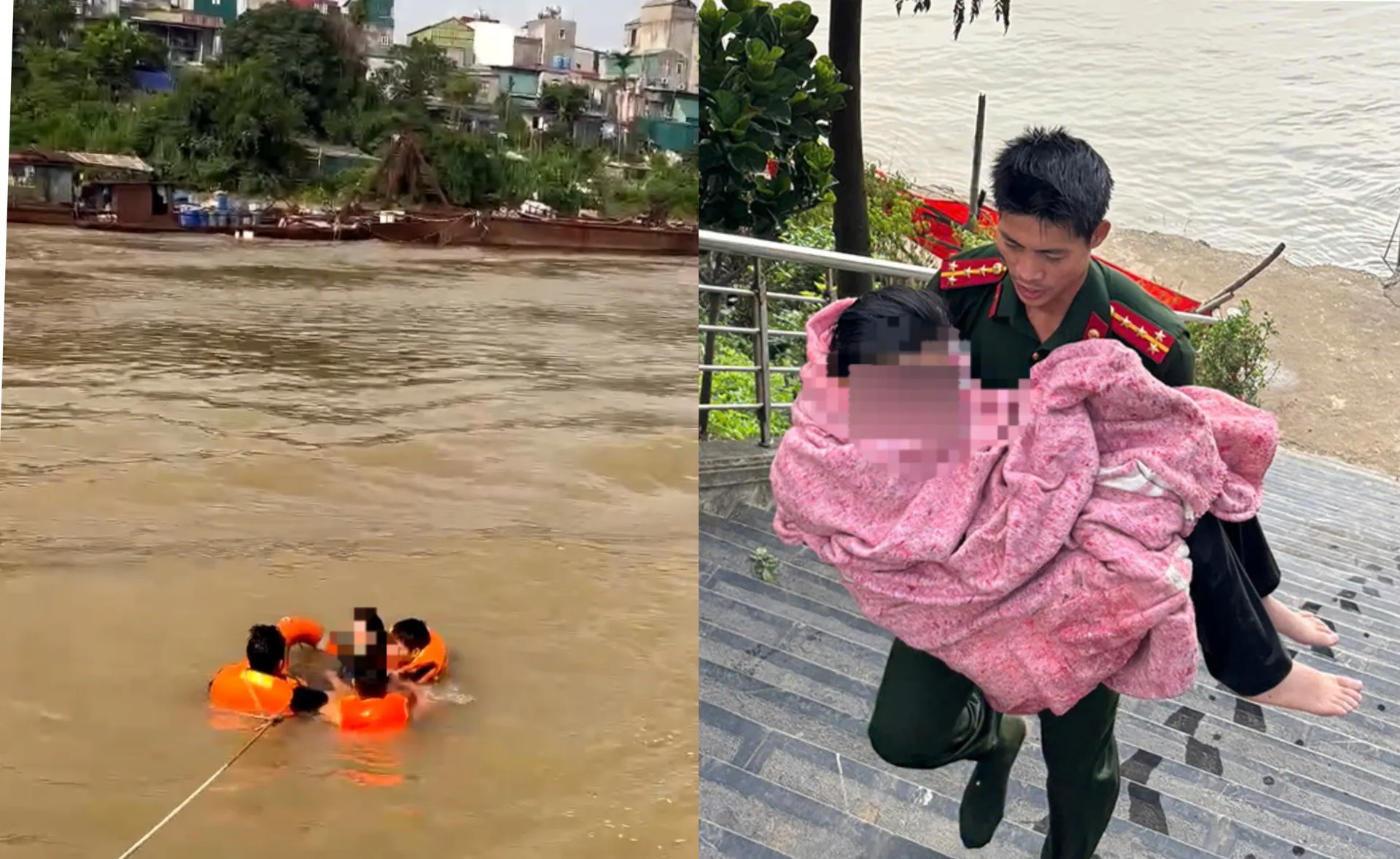 Cảnh sát dùng ca nô cứu kịp thời nữ sinh viên nhảy cầu Vĩnh Tuy