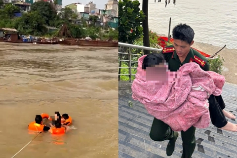 Cảnh sát dùng ca nô cứu kịp thời nữ sinh viên nhảy cầu Vĩnh Tuy