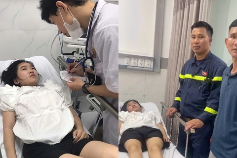 Cảnh sát phòng cháy chữa cháy kịp thời cứu bé gái ngất xỉu khi xem diễu binh