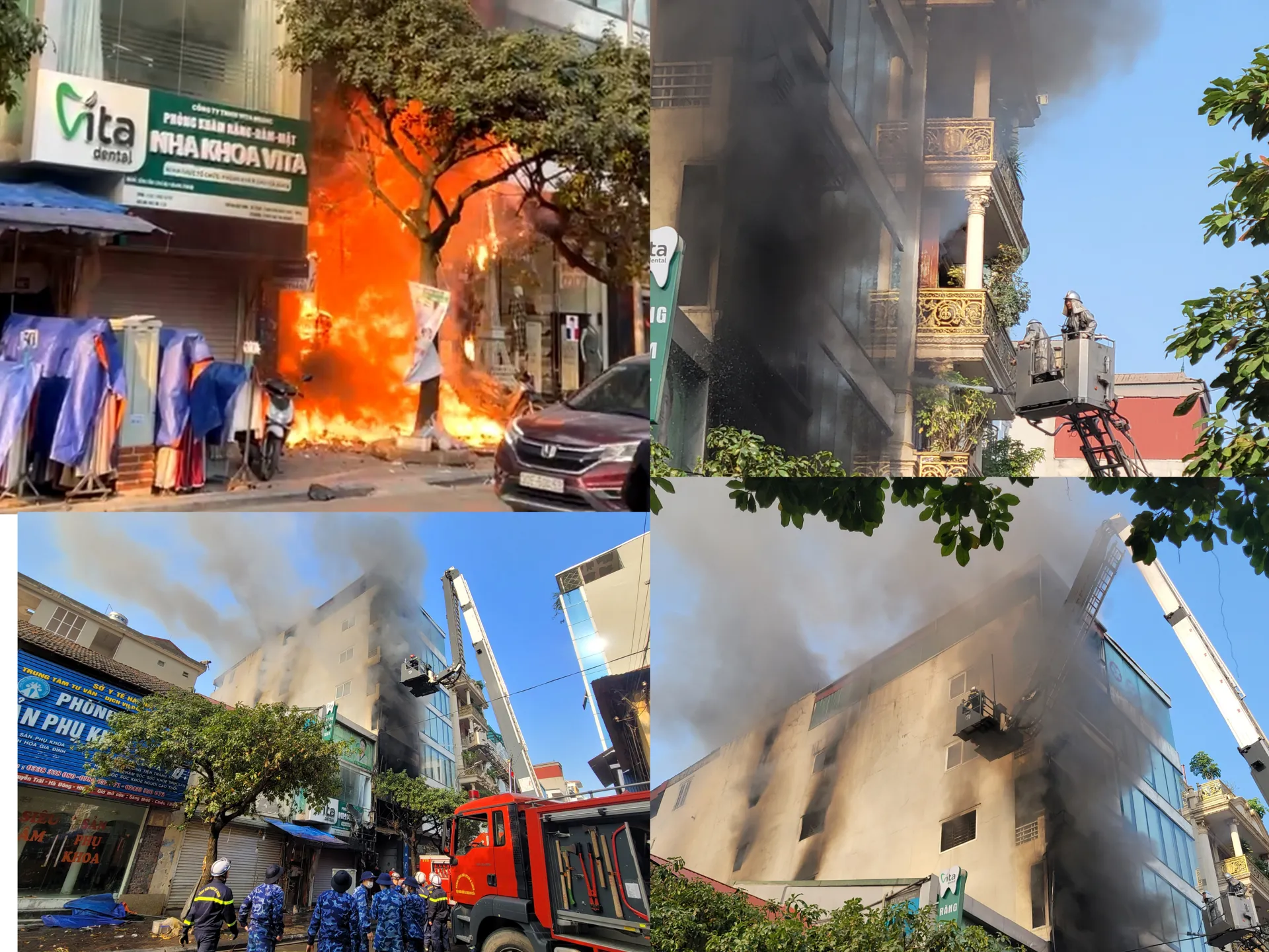 Cháy lớn tại ngôi nhà cao tầng trên phố Lê Lợi, phường Hà Đông