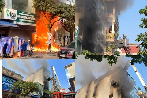 Cháy lớn tại ngôi nhà cao tầng trên phố Lê Lợi, phường Hà Đông