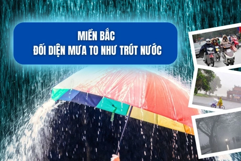Miền Bắc đối diện mưa to như trút nước