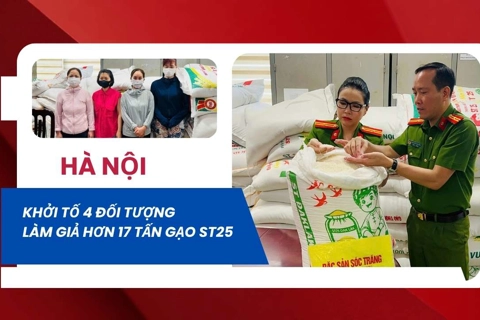 Hà Nội: Khởi tố 4 đối tượng làm giả hơn 17 tấn gạo ST25
