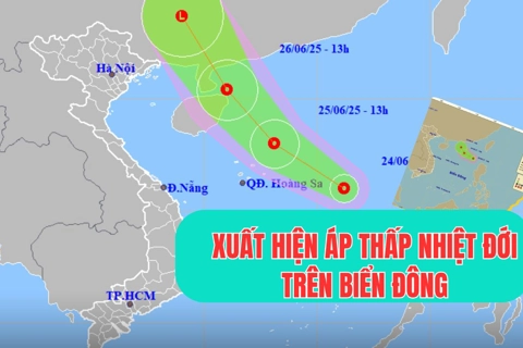 Xuất hiện áp thấp nhiệt đới trên biển Đông