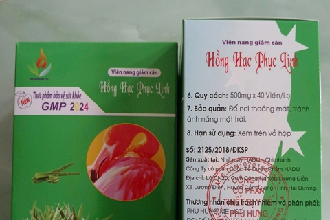 Phát hiện viên nang giảm cân Hồng Hạc Phục Linh có chứa chất cấm Sibutramine