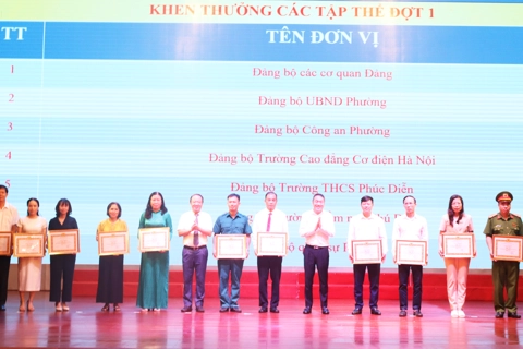 Phường Phú Diễn tổng kết Đại hội Đảng bộ lần thứ I: khen thưởng gần 100 tập thể, cá nhân xuất sắc