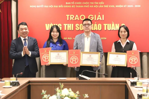 Trao giải Tuần 2 Cuộc thi tìm hiểu Nghị quyết Đại hội XVIII Đảng bộ Thành phố Hà Nội
