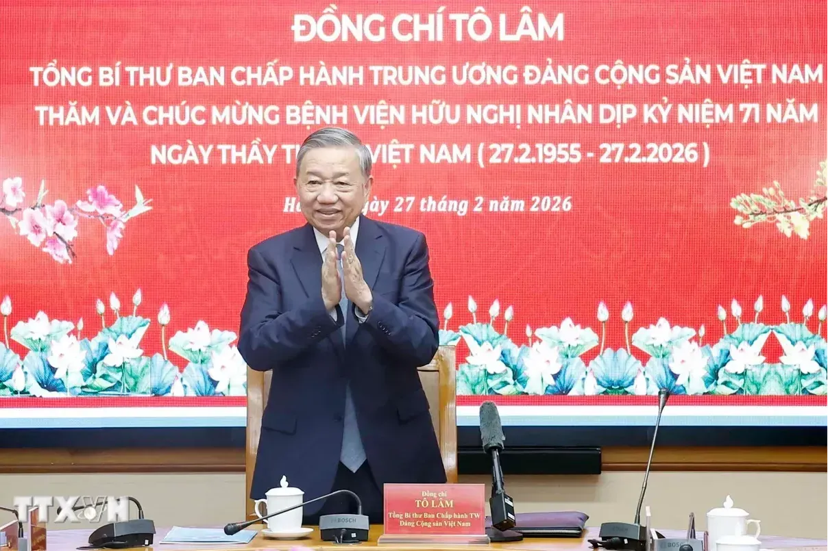 Phát biểu của Tổng Bí thư Tô Lâm trong cuộc đến thăm, chúc mừng tập thể cán bộ, y bác sỹ và nhân viên Bệnh viện Hữu Nghị nhân Ngày Thầy thuốc Việt Nam