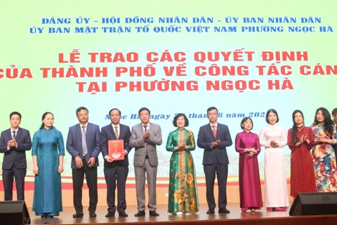 Lãnh đạo TP Hà Nội trao các quyết định về công tác cán bộ tại phường Ngọc Hà