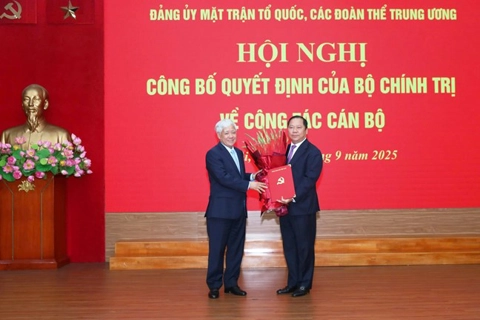 Công bố Quyết định của Bộ Chính trị về công tác cán bộ tại Đảng ủy Mặt trận Tổ quốc, các đoàn thể T.Ư