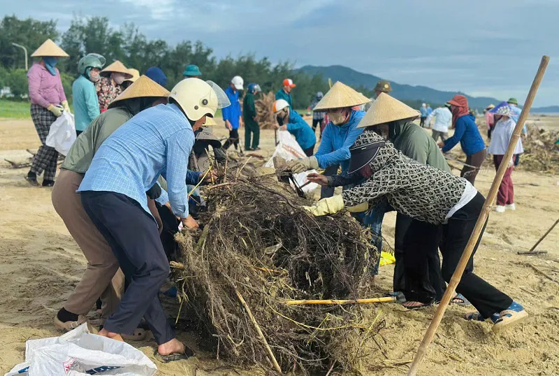Hà Tĩnh: huy động lực lượng ra quân làm sạch bãi biển
