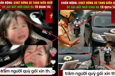 Clip “CSGT dừng xe tang, bé gái chui ra từ quan tài” ở Thanh Hóa là sai sự thật