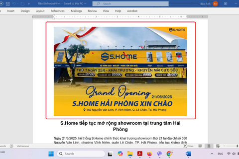 S.Home tiếp tục mở rộng showroom tại trung tâm Hải Phòng