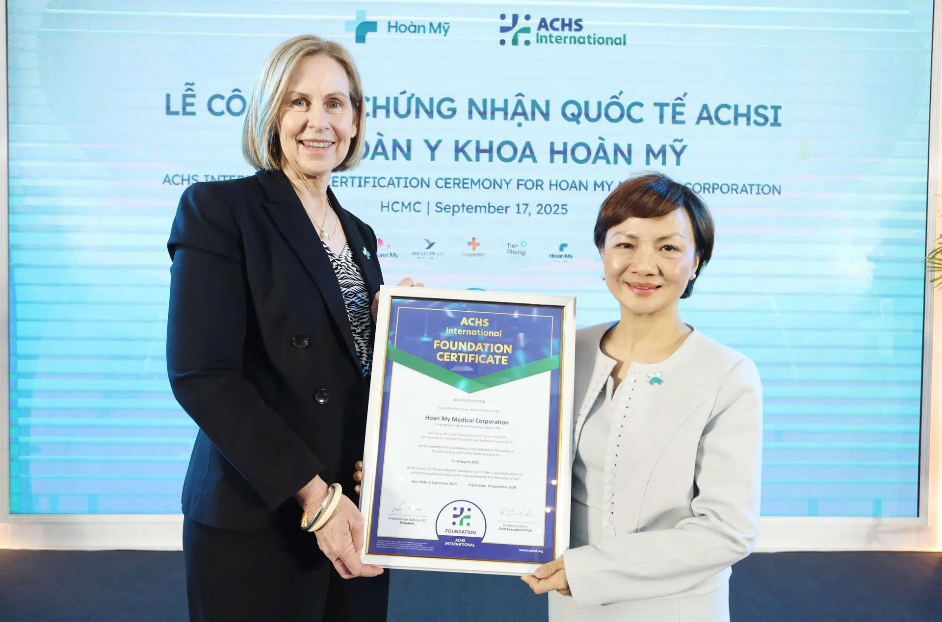 Tập đoàn y khoa Hoàn Mỹ trở thành hệ thống y tế tư nhân đầu tiên tại Việt Nam đạt chứng nhận quốc tế ACHSI trên toàn hệ thống

