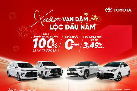Toyota tung ưu đãi lớn tháng 1: Tri ân khách hàng, chào mừng năm mới
