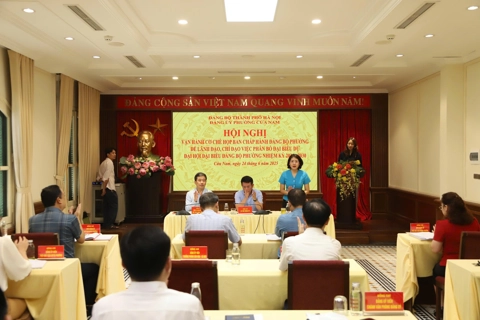 Phường Cửa Nam (mới) vận hành thử nghiệm hội nghị Ban Chấp hành Đảng bộ phường