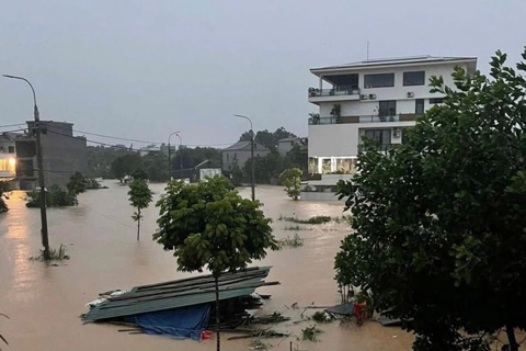 Thái Nguyên: ngập cục bộ ở nhiều tuyến phố và khu dân cư