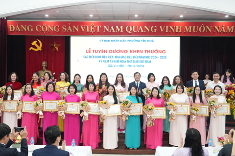 Phường Yên Hoà: tuyên dương khen thưởng các Nhà giáo tiêu biểu năm học 2024 - 2025