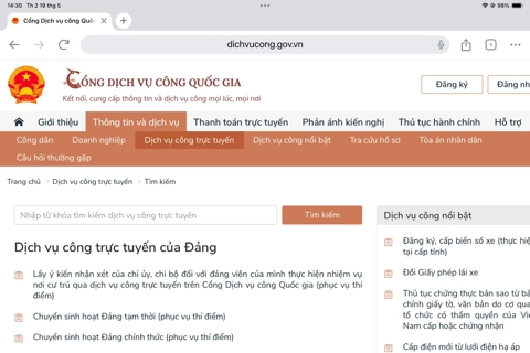 Hà Nội tích hợp thành công 4 thủ tục hành chính của Đảng lên Cổng dịch vụ công quốc gia
