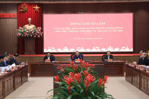 Tổng Bí thư Tô Lâm làm việc với Ban Thường vụ Thành ủy Hà Nội về định hướng quy hoạch Thủ đô tầm nhìn 100 năm và mô hình phát triển
