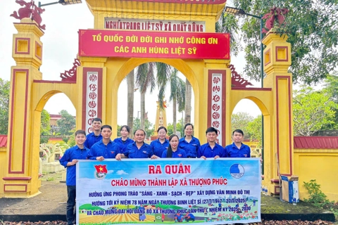 Tuổi trẻ xã Thượng Phúc ra quân ngày Chủ nhật xanh văn minh đô thị “Sáng - Xanh - Sạch - Đẹp”