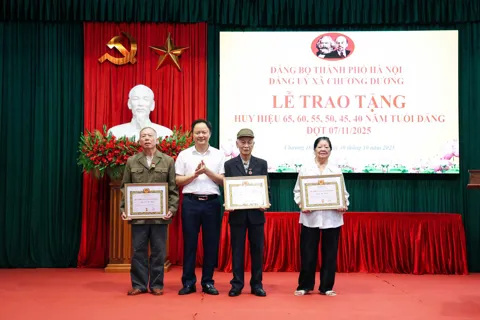 Xã Chương Dương trao tặng Huy hiệu Đảng đợt 7/11