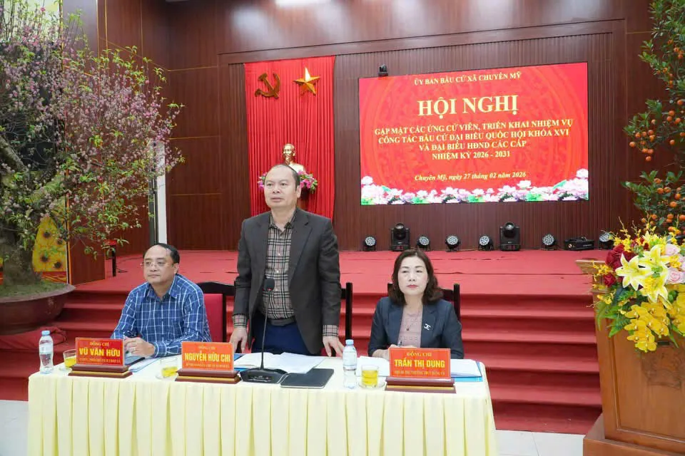 Ủy ban Bầu cử xã Chuyên Mỹ gặp mặt các ứng cử viên, triển khai nhiệm vụ công tác bầu cử
