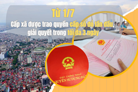 Từ 1/7, cấp xã được trao quyền cấp sổ đỏ lần đầu, giải quyết trong tối đa 3 ngày
