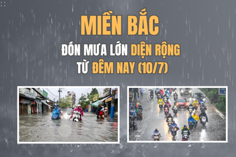 Miền Bắc đón mưa lớn diện rộng từ đêm nay (10/7)