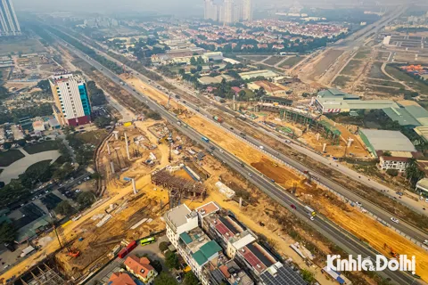 Toàn cảnh công trường nút giao Vành đai 3,5 - Đại lộ Thăng Long hơn 2.380 tỷ đồng