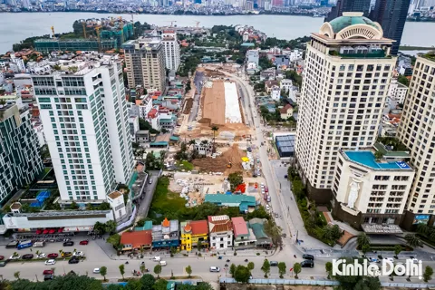 Toàn cảnh công trường dự án đường Đặng Thai Mai - giai đoạn I lộ diện hình hài