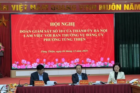 Đoàn giám sát của Ban Thường vụ Thành ủy Hà Nội làm việc với phường Tùng Thiện