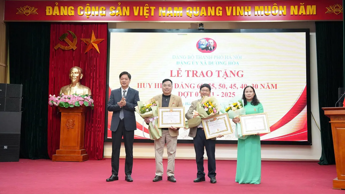 Xã Dương Hòa trao tặng và truy tặng Huy hiệu Đảng cho 17 đảng viên