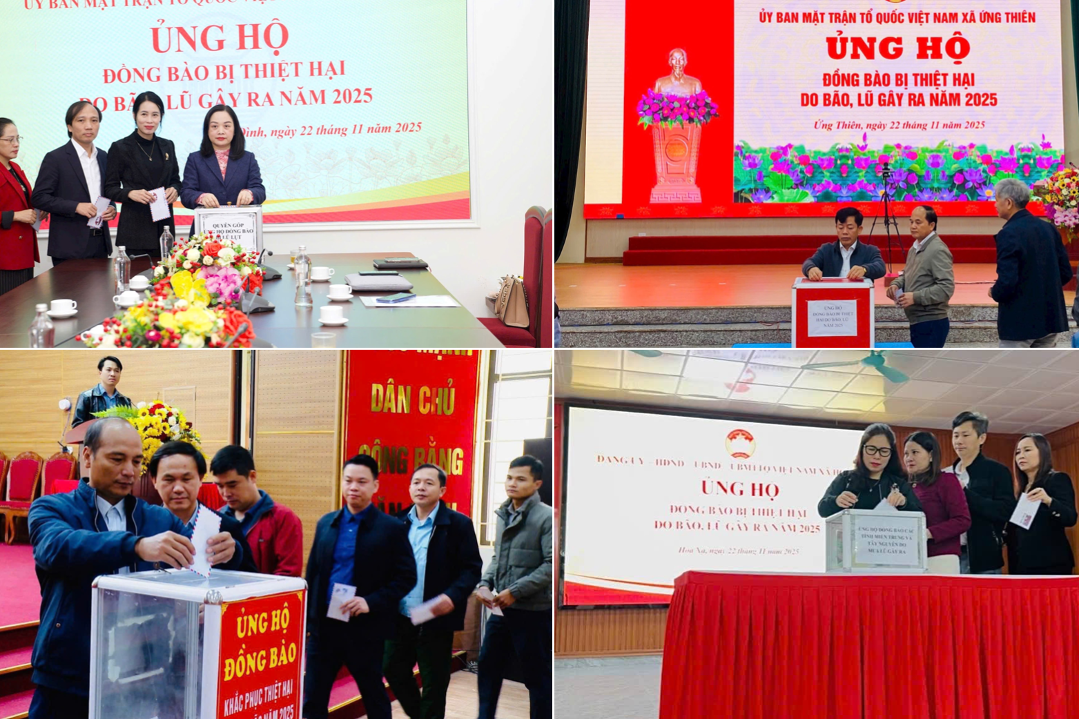 Xã Ứng Thiên, Vân Đình, Ứng Hoà, Hoà Xá chung tay ủng hộ đồng bào bị lũ lụt