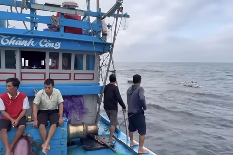 Tàu cá chìm gần đảo Lý Sơn, 11 ngư dân may mắn thoát nạn