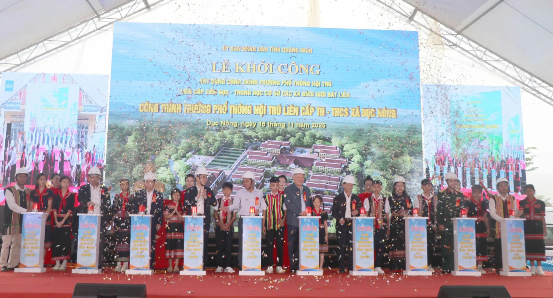 Quảng Ngãi khởi công đồng loạt 4 trường phổ thông nội trú liên cấp ở các xã biên giới